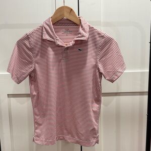 Boys Vineyard Vines Red and White Narrow-Striped Performance Polo